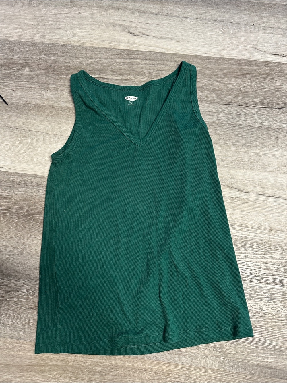 Old Navy Dark Green V-Neck Ribbed Tank